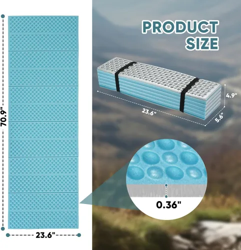Miniatura 2 de Colchoneta de espuma ultraligera, almohadilla de espuma de celda cerrada impermeable para una insulación superior, colchoneta plegable para Azul