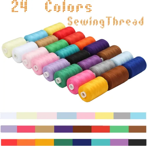 Miniatura 2 de Simthread Hilo de coser multiusos, 24 carretes, hilo de poliéster de 1000 yardas para coser, prácticos hilos de coser de poliéster para máquina