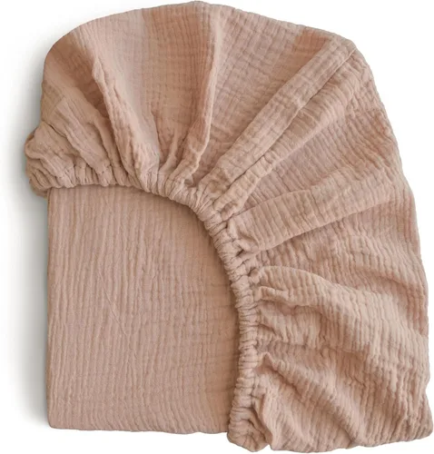 mushie Sábana bajera ajustable de muselina extra suave | 192 hilos | 28 x 52 pulgadas (natural)