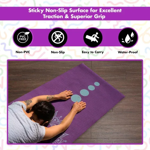 Miniatura 3 de Tapete de yoga – Esterilla de yoga reversible de 0.236 in con impresión premium, extra gruesa y grande, antideslizante, para todo tipo de yoga