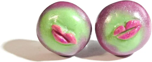 Miniatura 6 de Conophytum Pageae - Lips Plant - Succulent Earrings - Purple & Mint - Tiny Food Jewelry