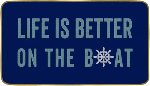 Burosev Life is Better On The Boat - Tapete decorativo azul marino, tapete para suelo de barco, diseño rústico náutico, decoración de casa de campo