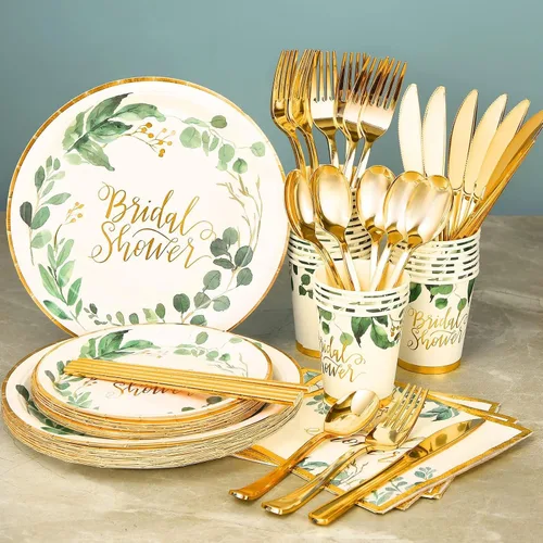 Miniatura 7 de 192 piezas de decoración para despedida de soltera, juegos de platos y servilletas de boda, platos de papel para despedida de soltera