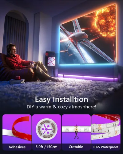 Miniatura 4 de Tiras de luces LED RGB de WILLLED, luz debajo de la cama con sensor de movimiento activado, control remoto RF con temporizador, iluminación de tira