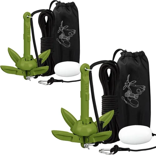 Miniatura 28 de Lounsweer Paquete de 2 anclajes de kayak marino de 1.5/3.5 libras, kit de anclaje plegable para barco, kayak, pesca, accesorios para botes pequeños