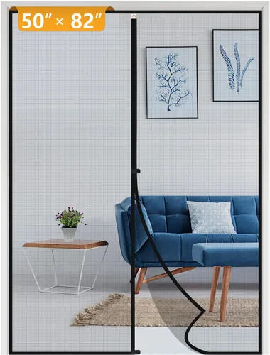 Miniatura 26 de Yotache - Puerta mosquitera magnética estrecha para puerta de 26 x 78 pulgadas, tamaño de malla de 28 x 79 pulgadas, malla de fibra de vidrio Negro