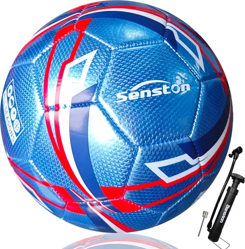 Miniatura 8 de Senston Balón de fútbol talla 3 y talla 4 y talla 5 para niños y adultos, balón de fútbol oficial para partidos y entrenamiento con bomba Negro