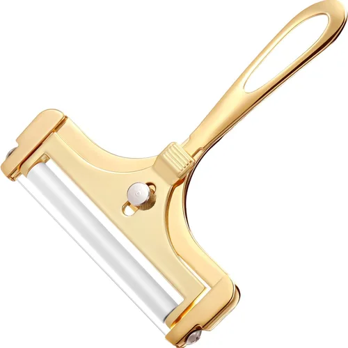 Boao Cortador de queso con alambre de grosor ajustable, cortador de queso de mano de acero inoxidable para rebanadora suave y semicesora dura para