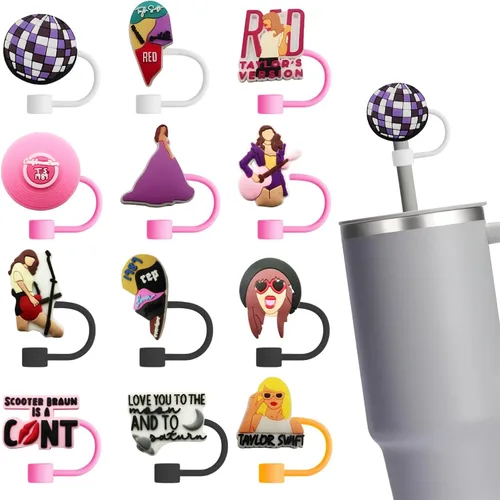 Miniatura 30 de 8 fundas reutilizables de silicona para popotes Stanley Cup de 30 y 40 onzas, accesorios de tapa de popote de 0.394 in y 0.4 pulgadas 36 Lindo