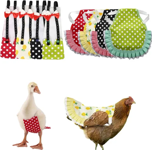 Miniatura 12 de MANON ROSA Pañales de pollo, gallinas bantam, juego de 3 piezas reutilizable con corbatín para aves de corral, pañales lavables e impermeables
