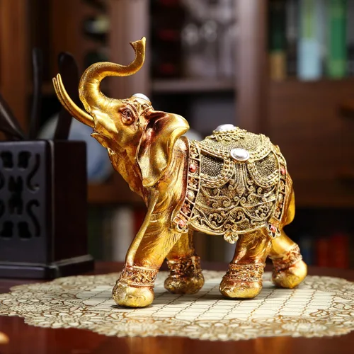 Estatua de elefante de la suerte, decoración de elefante de 7 pulgadas, figura de elefante para decoración del hogar, única y adorno para sala de