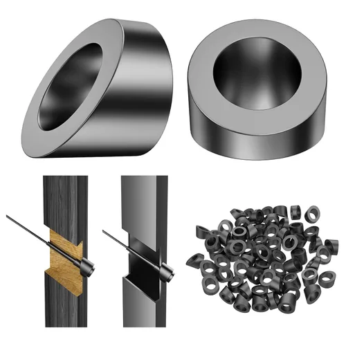 Miniatura 12 de BLIKA Paquete de 20 arandelas de ángulo negro de identificación de 1/4 pulgadas para barandillas de cable, arandelas biseladas de ángulo negro de 30