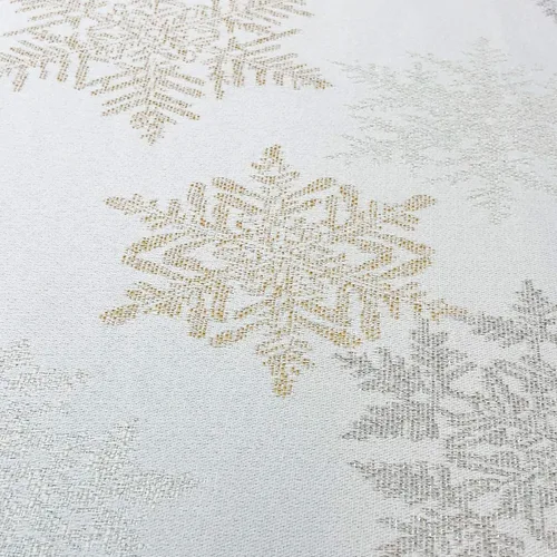 Miniatura 3 de CAIT CHAPMAN HOME COLLECTION - Mantel festivo de copos de nieve plateados y dorados metálicos en jacquard tejido (mantel de 35 x 183 cm)