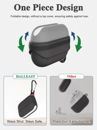 Miniatura 3 de HALLEAST Funda impermeable para AirPods Pro 3, LED frontal visible y compatible con carga inalámbrica, funda protectora de silicona compatible