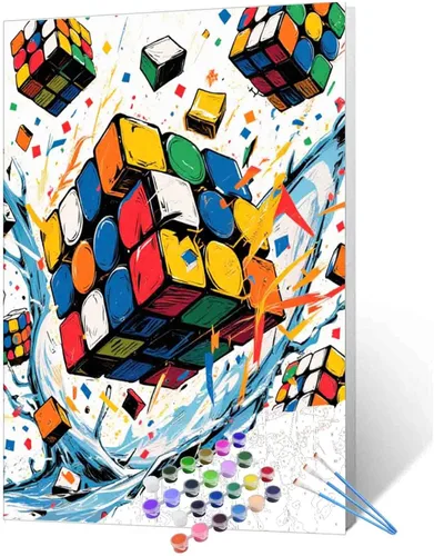 Miniatura 15 de Aihonmin Pintura por números, tema de baloncesto, kit de pintura al óleo para niños y adultos, pintura de dibujo de 16 x 20 pulgadas, pigmento Bola
