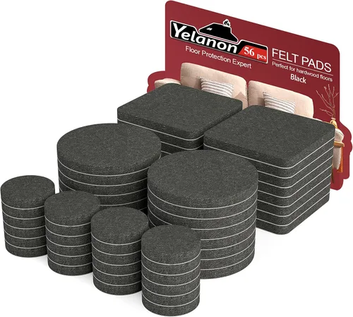 Miniatura 8 de Yelanon Almohadillas de fieltro para muebles, 56 unidades (1+2 pulgadas), almohadillas de fieltro de alta calidad para muebles de patas de silla