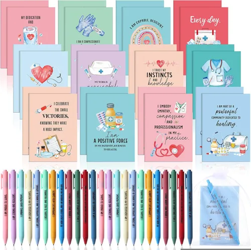 Miniatura 36 de Mooliwe Conjunto de Regalo de Afirmación Positiva de 24 Juegos/48 Piezas, Cuadernos de Gratitud con Bolígrafos, Bolsas Pequeñas, Blocs de Notas