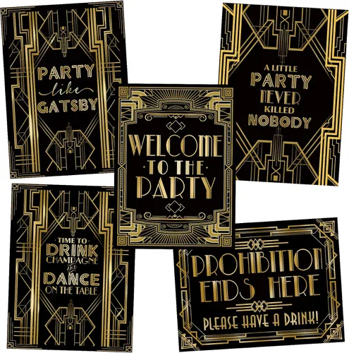 Cartel Roaring 20s para cabina de fotos, 16 x 12 pulgadas, A3, paquete de 5 unidades