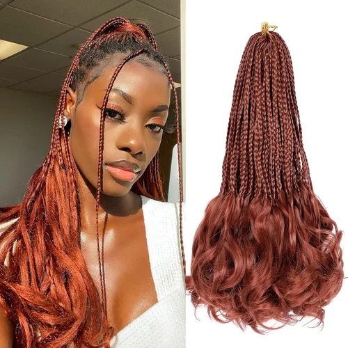 Miniatura 13 de Trenzas de ganchillo rizadas francesas de 14 pulgadas, 6 paquetes de trenzas caja con extremos rizados, trenzas de caja diosa, cabello trenzado #1B