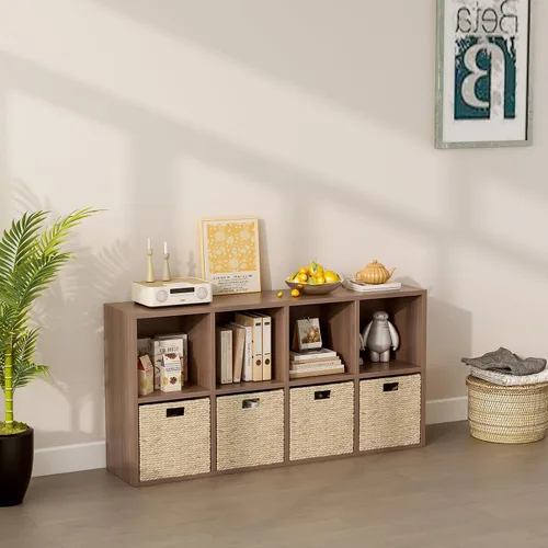 Miniatura 37 de OSCHF - Estantería de almacenamiento de 12 cubos, estantería de madera de 3 niveles con espacios abiertos para el hogar y la oficina, organizador