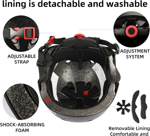 Miniatura 5 de Casco de bicicleta para niños, cascos de patineta para niños de 2 a 3 a 5 a 8 a 14 años, ajustable, multideporte, bicicleta, patinaje, fútbol