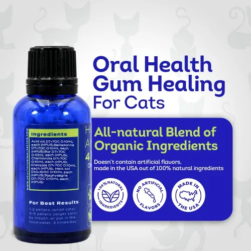 Miniatura 3 de HA4E - Salud oral para gatos - Alivia la inflamación, alivia el dolor y combate la enfermedad de las encías - Natural, sin OMG, orgánico, sin gluten