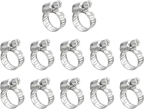 Miniatura 16 de uxcell Abrazadera de manguera de engranaje helicoidal, 12 abrazaderas de manguera de acero inoxidable ajustables de 1 a 1 1/2 pulgadas para asegurar