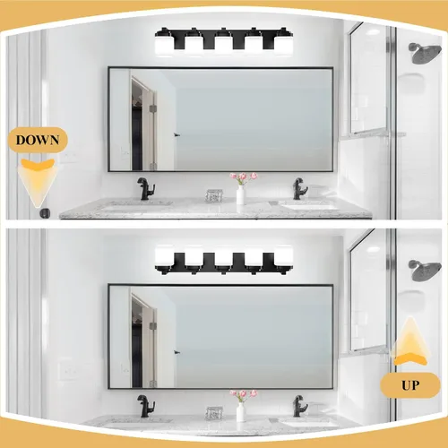 Miniatura 4 de Luces de tocador, lámparas de baño con pantalla de vidrio cuadrada blanca lechosa, luz moderna sobre espejo, accesorios de iluminación de baño