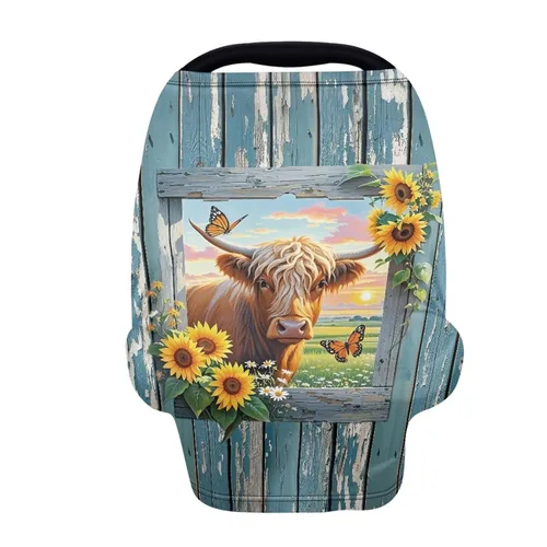 Miniatura 14 de Wanyint Fundas de asiento de automóvil para bebé, toldo para niños y niñas, multiusos, fundas de lactancia materna, bufanda de lactancia, decoración