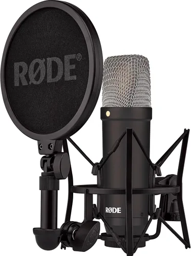 Miniatura 2 de Rode NT1 Signature - Paquete de micrófono condensador de diafragma grande negro con soporte de trípode MS7701B Euro Boom - Micrófono de estudio XLR