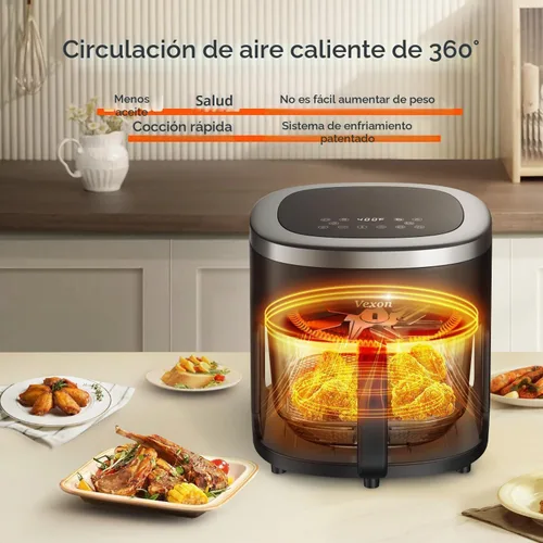 Miniatura 5 de Vexon Freidora de aire de 4.5 cuartos de galón, cocina compacta de aire caliente de 1200 W con ventana visible, cesta antiadherente, pantalla táctil