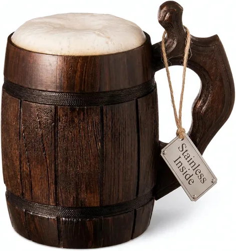 MFC Jarra de Cerveza 20 OZ - Jarra Tankard - Jarra de cerveza - Jarra de cerveza de madera - Vaso de Acero Inoxidable - Regalos Hechos a Mano para