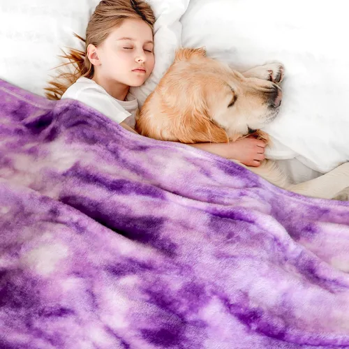 Miniatura 3 de Manta de forro polar púrpura tipo cobija - Manta de 300 GSM para sofá, cama, suave, ligera, mullida, acogedora, mantas de microfibra y cobijas