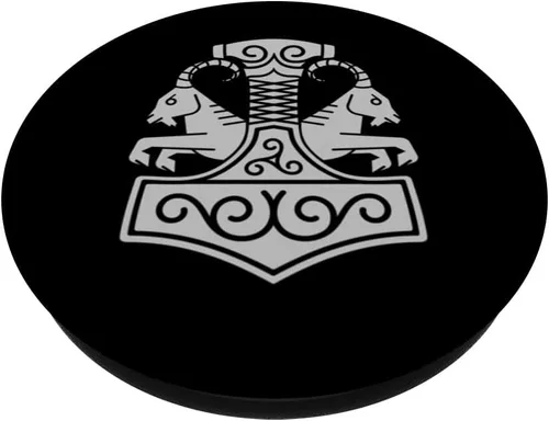Miniatura 2 de Martillo vikingo Mjolnir de mitología nórdica Pagan Thors PopSockets intercambiables PopGrip
