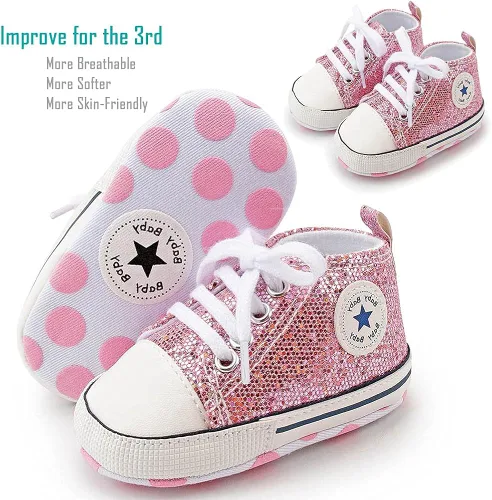 Miniatura 2 de Zapatos de lona para recién nacidos, para niños y niñas, suela suave, sin cordones, para primeros pasos, zapatos planos para cuna, de mezclilla