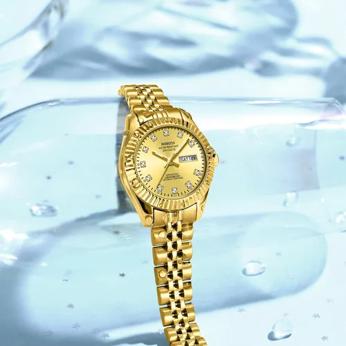 Miniatura 4 de NIBOSI Relojes para mujeres, reloj analógico de cuarzo, esfera de acero inoxidable con día y fecha, luminoso, impermeable, elegante, clásico