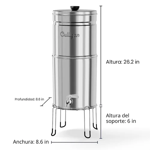 Miniatura 8 de Culligan MaxClear - Sistema de filtro de agua por gravedad de 2.25 galones, filtro de agua de acero inoxidable cepillado para encimera, certificado