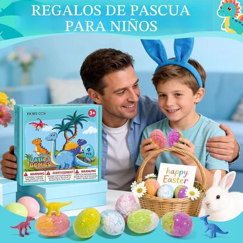 Miniatura 8 de Bombas de baño de dinosaurios para niños con sorpresa en el interior, regalos de cumpleaños para niños, paquete de 9 unidades naturales orgánicas