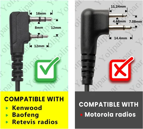 Miniatura 2 de Kit de vigilancia Baofeng UV-5R de 2 pines y 2 cables compatible con BTECH Retc15/Retevis RT21 RT22 Kenwood Arcshell AR-5 Walkie Talkie Radio