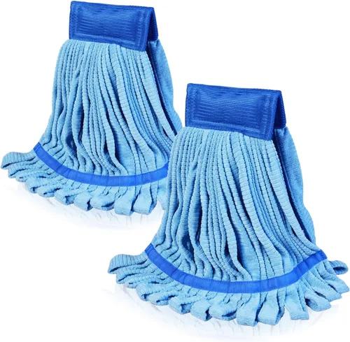 Cabezales de fregona de microfibra: reemplazo del cabezal de fregona para limpieza de pisos, fácil de escurrir, azul (paquete de 2)