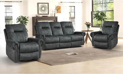 Miniatura 22 de EBELLO - Silla reclinable eléctrica con masaje y calor, sillón reclinable de tela suave para adultos, sofá reclinable individual acolchado, diseño