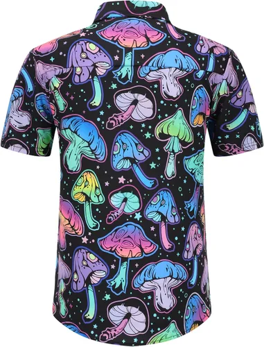 Miniatura 4 de PATSINFOS ropa de festival para hombre, trajes de festival para hombres, trajes rave para hombres, camisa hawaiana de hongos para hombres, 01