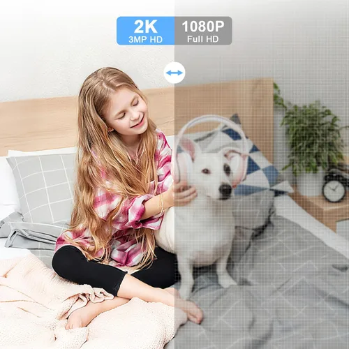 Miniatura 3 de Cámara interior - Cámara WiFi 5G y 2.4G para seguridad del hogar, cámaras de seguridad 2K para perro/mascota/bebé, panorámica/inclinación de 360°