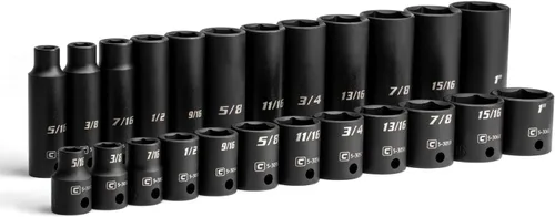 Miniatura 8 de Capri Tools Juego de llaves de vaso de impacto poco profundas, semiprofundas y profundas, métricas, 8 a 0.866 in, 45 piezas