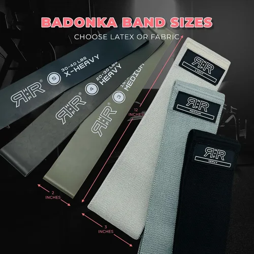 Miniatura 12 de Fundas Protectoras BADONKA para Bandas de Glúteos - Incluye 3 Bucles de Resistencia Opcionales de Tela o Látex - 3 Niveles de Resistencia - Bandas