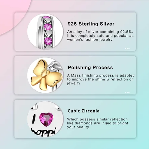 Miniatura 5 de Abalorio de plata de ley 925 para madre, hija, abuela, para familia, amor, madre, hija, abuela, para pulseras, collares, dijes, abalorios, joyería