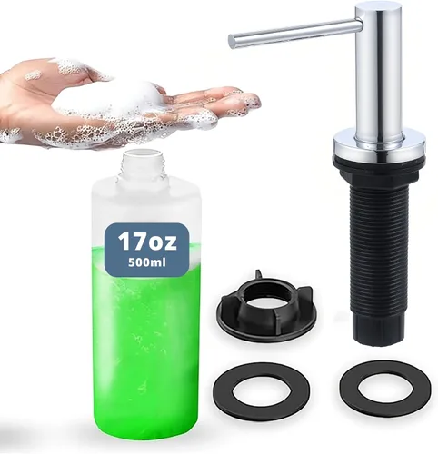 Miniatura 12 de SBEN Dispensador de jabón para fregadero de cocina, bomba de encimera para jabón de manos o loción, botella integrada de 17 onzas, diseño de acero