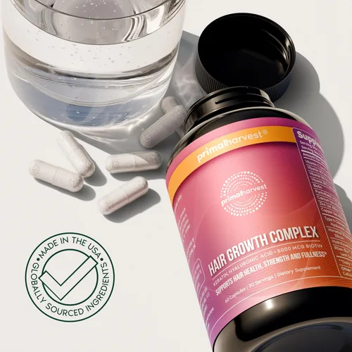 Miniatura 7 de Primal Harvest Vitaminas para el crecimiento del cabello, crecimiento del cabello para mujeres y hombres, 60 píldoras de crecimiento del cabello