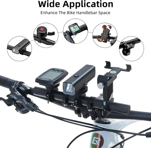 Miniatura 6 de ROCKBROS Extensor de manillar de bicicleta, soporte doble para manillar de bicicleta, extensión de manillar de bicicleta, ligero y duradero