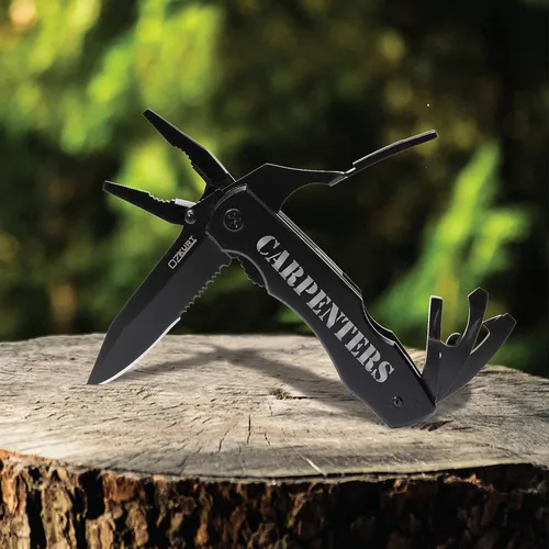 Miniatura 8 de Cuchillo multiherramienta personalizado con nombre grabado en 20 fuentes, cuchillo de alicates multiherramienta 9 en 1 con alicates, juego